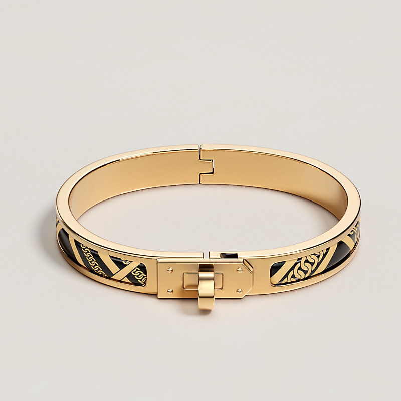 Mini Clic Kelly Tartan & Chaines bracelet - Black | Hermès USA